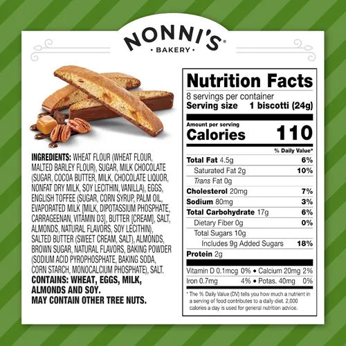 Vista 2 de Nonni's, Biscotti de almendra y toffee, 6.88 onzas