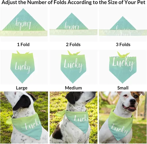 Vista 4 de Bandana personalizada para perro con nombre de poliéster, bandana personalizada para perro, triángulo, bufanda personalizada para mascotas