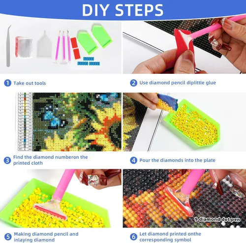 Vista 5 de DKHDBD Kits de pintura de diamantes para adultos, 12 x 16 pulgadas, pintura por números para adultos principiantes, pintura de puntos de diamante
