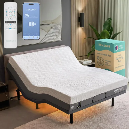 Vista 13 de SFE - Base de cama ajustable y colchón individual XL, espuma viscoelástica de gel de 14 pulgadas, cero holgura, masaje eléctrico, control remoto
