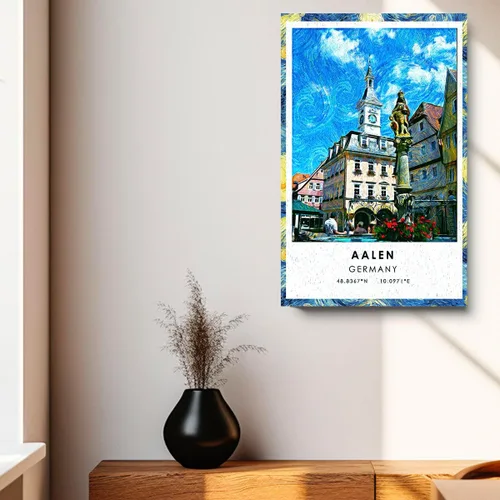Vista 2 de Póster de viaje Aalen, póster de arte de viaje de Alemania, lienzo, póster de ciudad de viaje de Aalen, póster de ilustraciones de viaje, lienzo