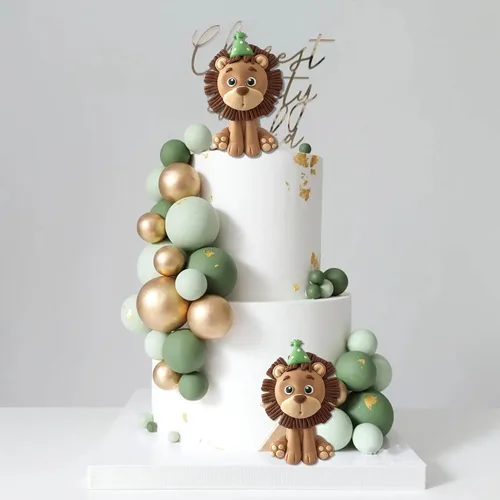 Vista 6 de Decoración para tartas de animales de selva de safari de león para decoraciones de fiesta de cumpleaños con temática