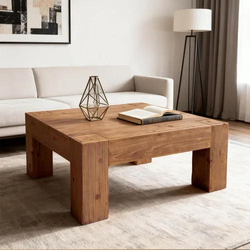 Vista 12 de SSLine Mesa de Centro de Madera Maciza de 47.6 Pulgadas Mesa de Centro Rectangular para Sala de Estar, Mesas de Centro de Cóctel Estilo Granja