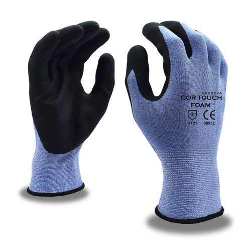 Vista 2 de Cordova 6893S Cor-Touch Foam - Guantes de espuma de calibre 13, carcasa de nailon gris, revestimiento de palma de nitrilo de microespuma negra