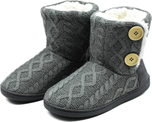 Vista 5 de ONCAI Pantuflas de punto cómodas para mujer, zapatos de invierno cálidos para interiores y exteriores