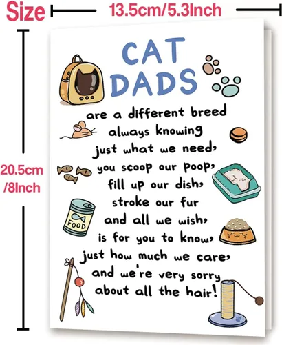 Vista 2 de YiKaLus Divertida tarjeta para el día del padre, gran regalo para el día del padre de parte de un gato Cat Dad