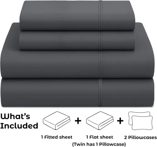 Vista 100 de Pure Bedding Juego de Sábanas Twin - Sábanas de Cama de Microfibra Ultra-Suave 1800 - Doble Cepillado - Bolsillos Profundos - Ajuste Fácil - Extra