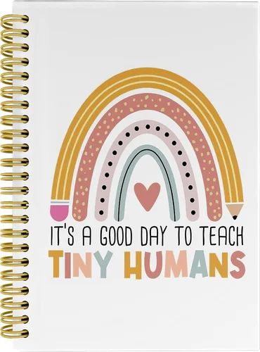 Vista 6 de Knibeo Cuaderno de arcoíris para profesores, los mejores regalos para profesores, cuaderno de papel kraft, cuaderno encuadernado en espiral bohemio