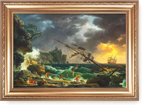 Vista 85 de A&T ARTWORK A Brisk Breeze por Willem van de velde Reproducciones de pintura de velero, impresiones en lienzo giclée para decoración del hogar, 20 x