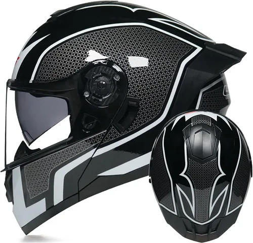 Vista 7 de Casco modular de motocicleta de cara completa, casco abierto con doble visera extraíble forro para adultos, hombres y mujeres, motocross Cruiser
