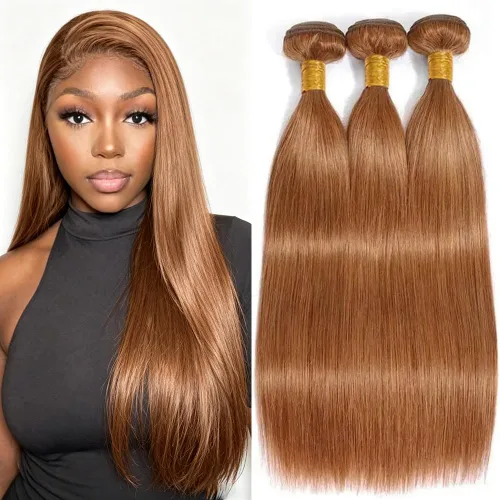 Vista 14 de P4613 Cabello humano rizado onda profunda marrón y paquetes mixtos 8 10 12 P4613 Ombre Marrón-Rubio-DP