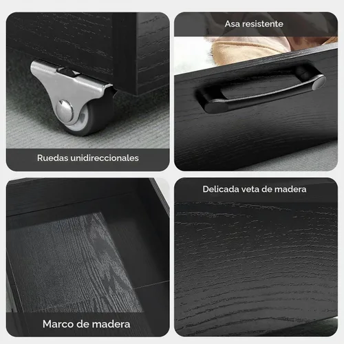 Vista 5 de TIOPGHAD Almacenamiento debajo de la cama con ruedas, paquete de 2 cajones organizadores de almacenamiento de zapatos debajo de la cama, organizador