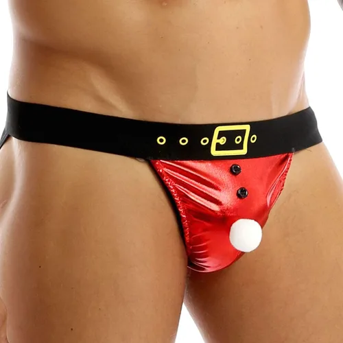 Vista 3 de Loloda Tangas de terciopelo sexy para hombre de Papá Noel