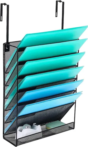 Vista 8 de Delifox Organizador de archivos de pared de 7 niveles, soporte para archivos de pared, organizador de carpetas de papel de montaje en pared