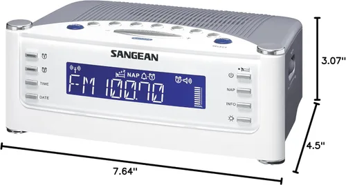 Vista 8 de Sangean RCR-22 - Reloj atómico con radio digital FM-RDS / AM / Aux-in, color plateado, talla única
