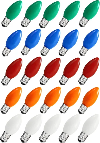 Vista 10 de 25 Pack C7 E12 Purple LED Replacement Bulbs for Outdoor String Lights Bombilla esmerilada