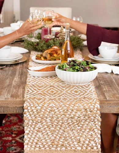 Vista 19 de Unique Loom Alfombra trenzada de la colección de yute - Assam (1' 2" x 6' 1", camino de mesa, negro/natural)