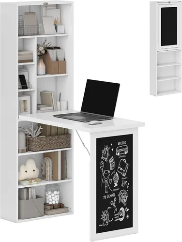 Vista 12 de HOMCOM Escritorio plegable convertible para computadora, color negro