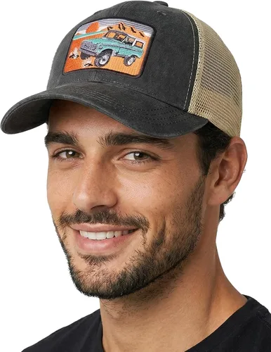 Vista 25 de Funky Junque Gorra de béisbol para hombre y mujer, diseño de camionero, con cierre de malla, ajustable, retro, transpirable Birdie Blitz - Beige