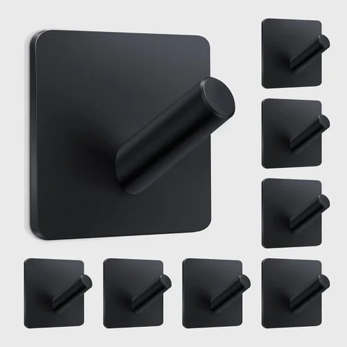 Vista 15 de xdgeLoad Ganchos para toallas de baño, 4 unidades, ganchos de pared resistentes para baños, abrigos, batas, cocina, ganchos autoadhesivos sin Negro