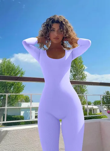 Vista 3 de LAOARA One Piece Outfits for Women Workout Ribbed Jumpsuits Gym Rompers