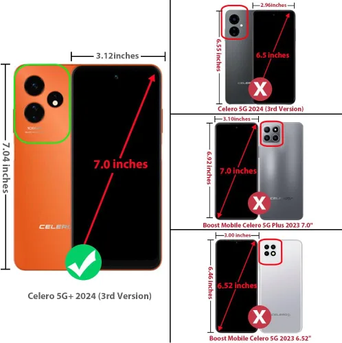 Vista 2 de TJS Funda compatible con Boost Mobile Celero 5G + Plus 2024 (3ª versión), protector de pantalla de vidrio templado, híbrido a prueba de golpes