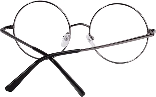 Vista 3 de Agstum Marco de gafas retro redondo de metal sin receta con lente transparente de resorte