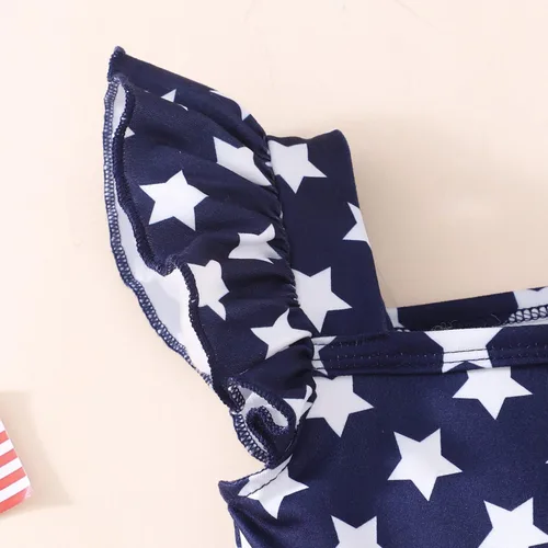 Vista 4 de Popshion Vestidos de niña con mangas con vuelo, vestido de verano para niños, fiesta de cumpleaños, sin mangas, vestido de 1 a 8 años
