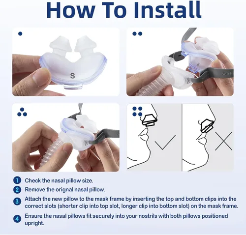 Vista 8 de Paquete de 3 cojines nasales de repuesto para ResMed AirFit P10, compatible con marco original Airfit P10, suministros de silicona CPAP de repuesto