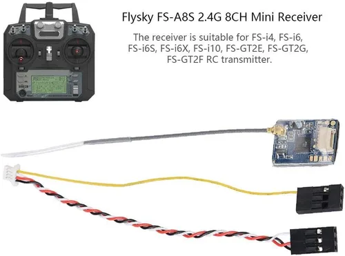 Vista 2 de Receptor RC, FS-A8S 2.4G 8CH Mini receptor w/PPM i-Bus SBUS salida para FS-i4 FS-i6 FS-i6S