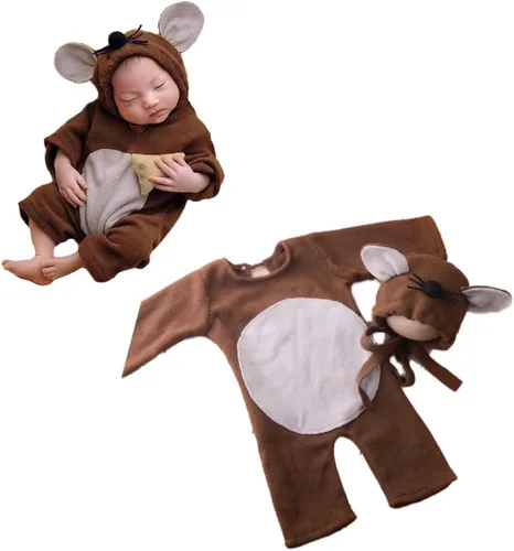Vista 2 de Mameluco de fotografía para bebé recién nacido, trajes de conejo, trajes de niño y niña, traje de ganchillo para fotos infantiles