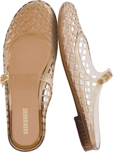 Vista 11 de CUSHIONAIRE Java - Zapatos planos de gelatina para mujer con correa ajustable, puntera cerrada, diseño de mula Mary Janes, sandalias impermeables