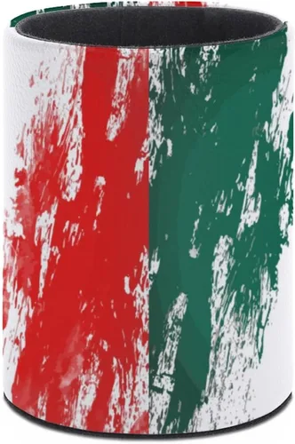 Vista 3 de Soporte para lápices de piel sintética con bandera de México, organizador de escritorio, soporte para brochas de maquillaje para oficina en casa