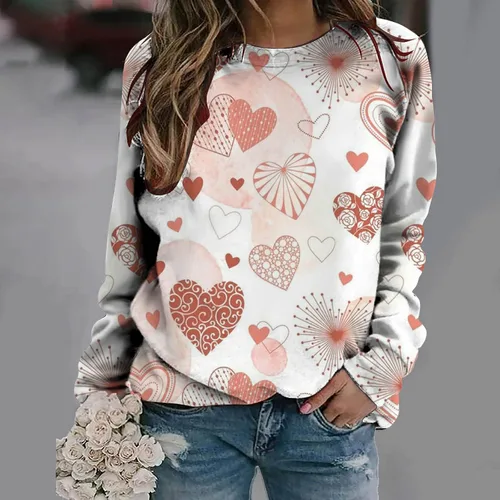 Vista 35 de Sudadera de manga larga con estampado de leopardo y corazón para mujer, para el día de San Valentín, sin botones, para niñas, regalos
