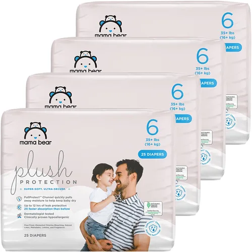 Vista 19 de Marca Amazon – Mama Bear - Pañales de protección de felpa, talla 1, suministro para un mes, pañales desechables para bebé, hipoalergénicos de alta