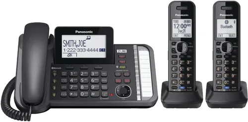 Vista 3 de Teléfono inalámbrico digital KX-TG9581B Link2Cell Panasonic para 3 líneas con banda de frecuencia Dect 6.0, 1-Auricular, Negro