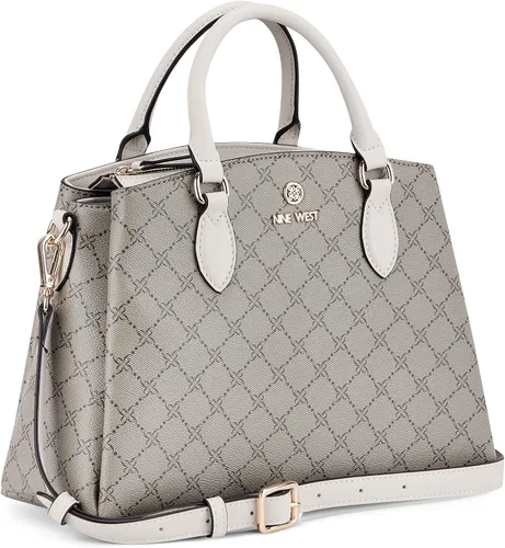 Vista 4 de NINE WEST Zenith - Bolso cruzado pequeño con triple compartimento, logotipo beigeleche, Logotipo beigeleche