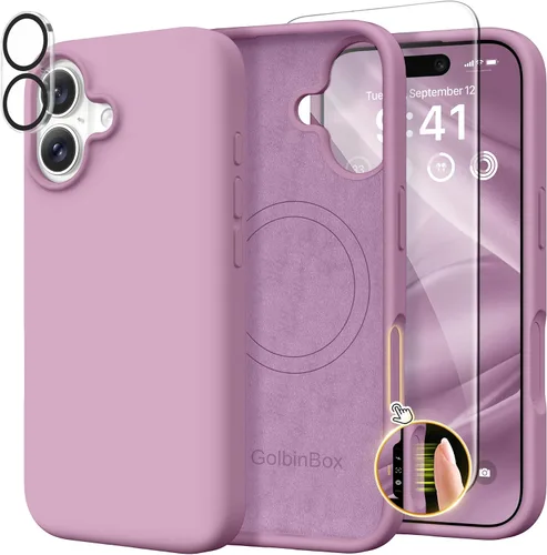 Vista 90 de GolbinBox Funda magnética para iPhone 17, compatible con MagSafe, cubierta de silicona integrada para control de cámara, funda de silicona líquida a