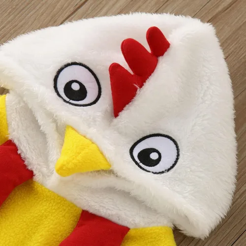 Vista 3 de FOUTTUE Ropa de bebé niña de 12 a 18 meses, disfraz de animal de pollo para cosplay, forro polar de invierno, bebé de un mes