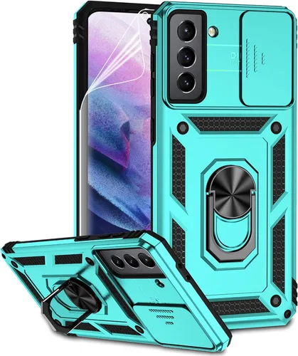 Vista 11 de Funda para Samsung Galaxy S21 con cubierta para lente de cámara, protector de pantalla HD, doble capa de grado militar, probada contra caídas
