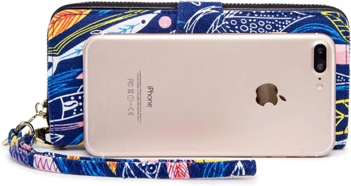 Vista 146 de Cartera de mano para mujer, estilo bohemio, con RFID, elegante, espaciosa con correa para viajes, capacidad para tarjetas, teléfono, dinero