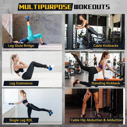 Vista 7 de Correas de tobillo para máquina de mancuernas y cables, accesorio de pie con mancuernas para gimnasio con correa de nailon más larga/junta