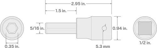 Vista 4 de TEKTON SIB22208 - Juego de 2 llaves de vaso de impacto hexagonal de 1/2 pulgada x 5/16 pulgadas