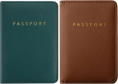 Vista 14 de 2 piezas de funda de pasaporte para viaje, impermeable, de cuero, cartera, libro de viaje, artículos esenciales para crucero para mujeres y hombres