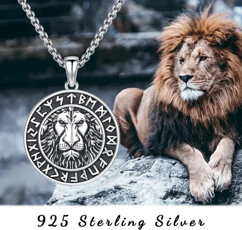 Vista 7 de YueYuan Collar de león para hombre, plata de ley 925, colgante de león, collar de animal, joyería de león, regalos para hombres, marido y niño