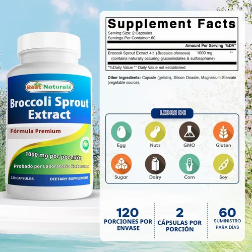 Vista 2 de Best Naturals Extracto de brotes de brócoli, 1000 mg, 120
