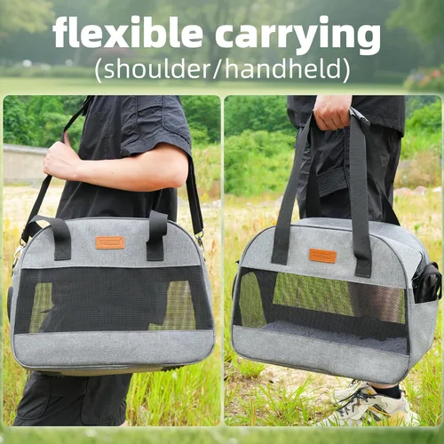 Vista 7 de Transportador para gatos pequeños, perros, transportador de mascotas de lados suaves para gatos, cachorros, mascotas pequeñas, transportador de Negro