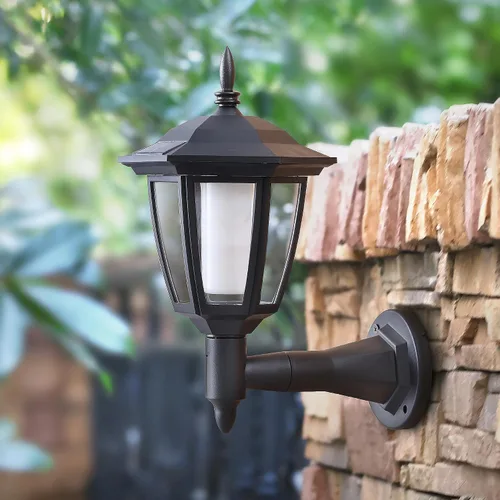 Vista 7 de Dynaming - Paquete de 2 linternas de llama solar de pared para exteriores, luces de pared montadas en la pared con energía solar, luces LED de llama