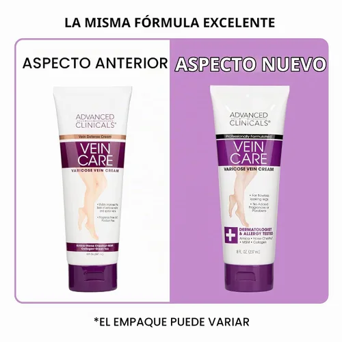 Vista 2 de Crema para el cuidado de las venas de Advanced Clinicals, elimina la apariencia de las varices Venas arañitas.