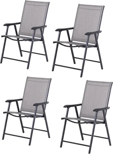 Vista 12 de Outsunny - Juego de 4 sillas plegables para patio, color negro